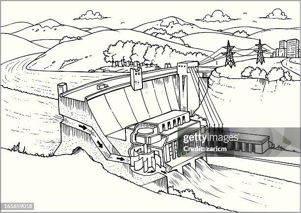 power plant - dam stock illustrations