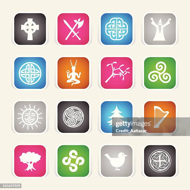 multicolor icons - celtic - celtic tree stock illustrations