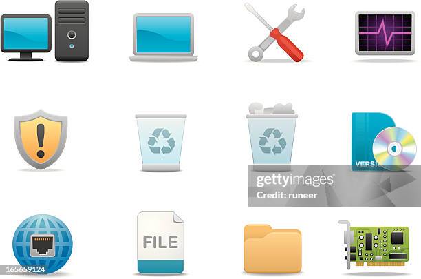 ilustraciones, imágenes clip art, dibujos animados e iconos de stock de computer iconos/serie mate premium - recycling bin