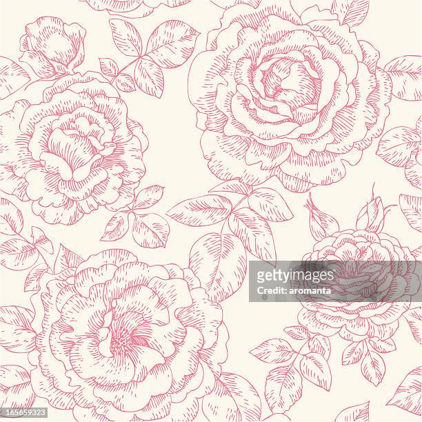 ilustraciones, imágenes clip art, dibujos animados e iconos de stock de patrones sin fisuras con rosas - rose flower