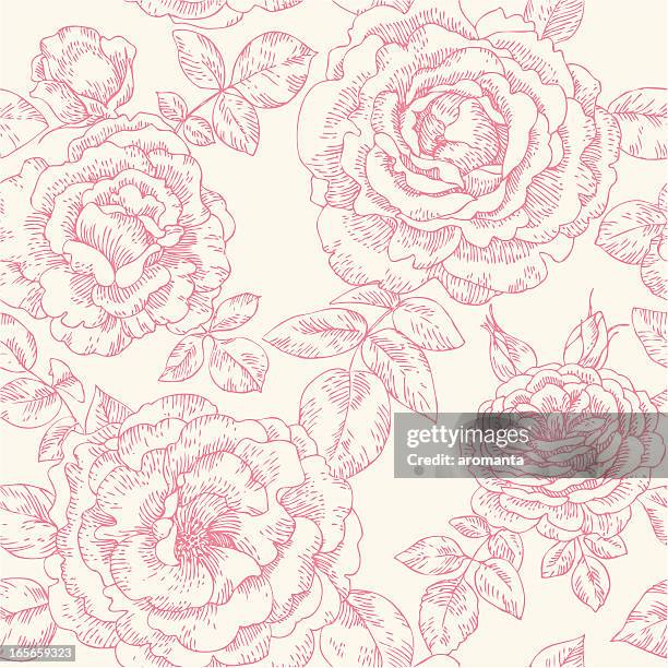 seamless pattern with roses - show garden stock illustrations