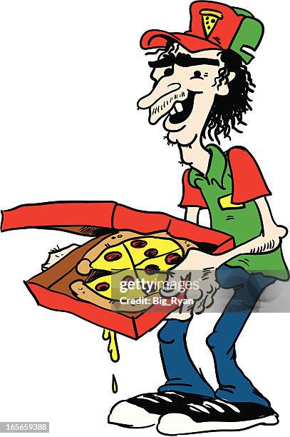 pizza guy - pizza delivery stock illustrations