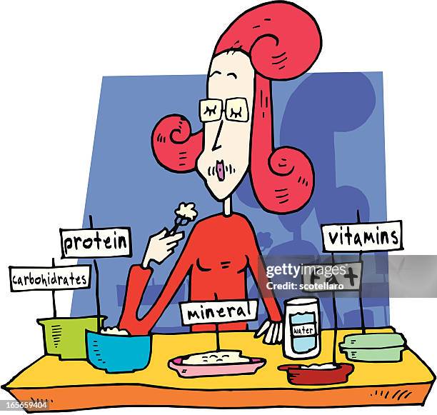 balanced diet - eating protein stock illustrations