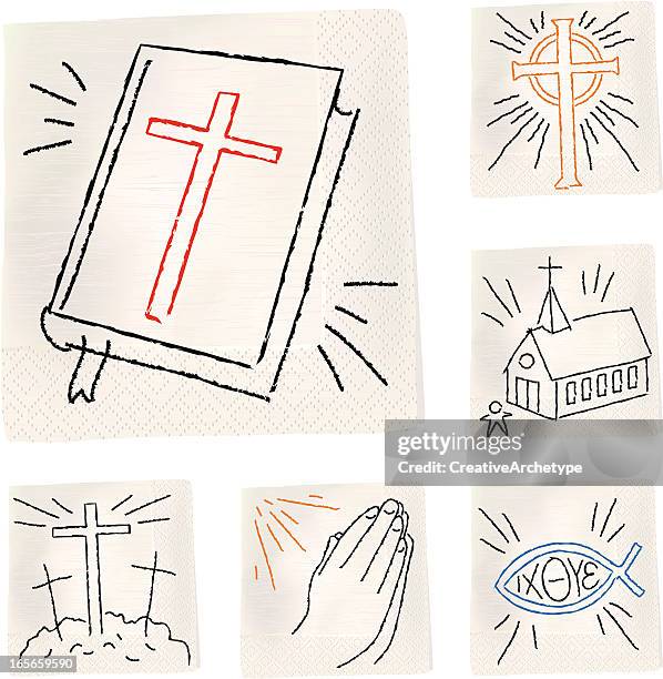 stockillustraties, clipart, cartoons en iconen met napkin sketch - christian - celtic cross