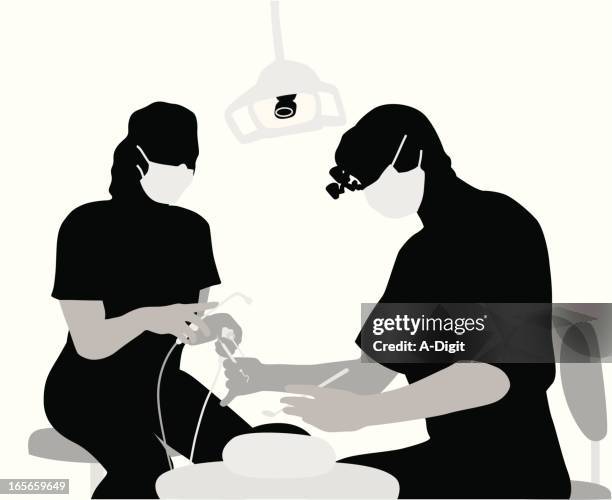 dental work vector silhouette - dental assistant stock illustrations