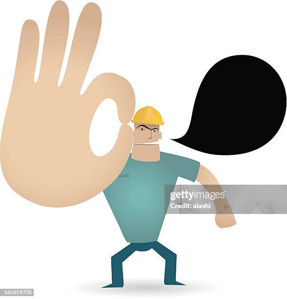 gesturing(hand sign): foreman showing ok gesture - foreman stock illustrations