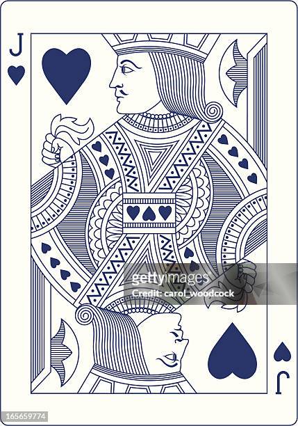 jack of hearts playing card in blue line - jack stock illustrations