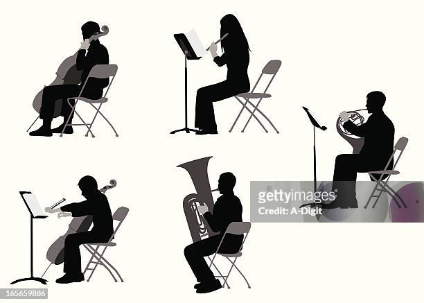 classicalmusicians - folding chair stock-grafiken, -clipart, -cartoons und -symbole