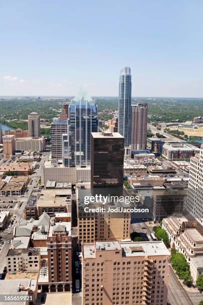 austin texas aerial of a cityscape - borough district type stock pictures, royalty-free photos & images