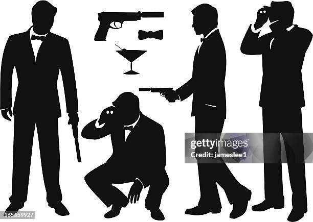 secret agents - dinner jacket stock illustrations