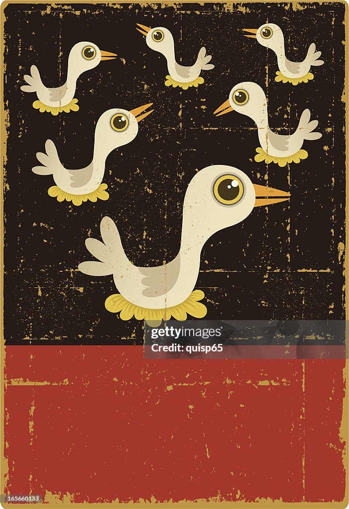 Vintage Six Geese a Laying