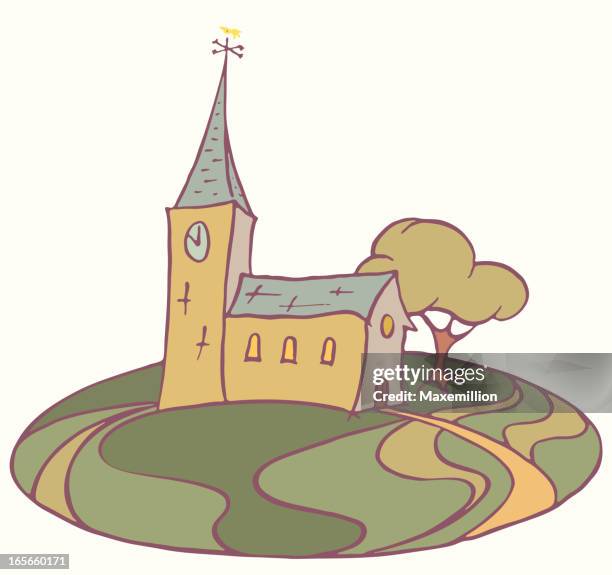 stockillustraties, clipart, cartoons en iconen met church. - spire