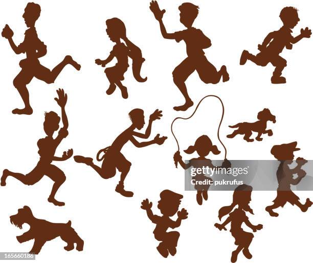 active silhouette - man jumping rope stock illustrations