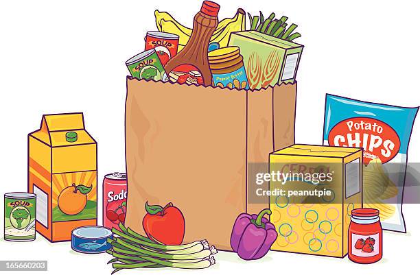 lebensmittel-tasche überquellen - erdnussbutter stock-grafiken, -clipart, -cartoons und -symbole