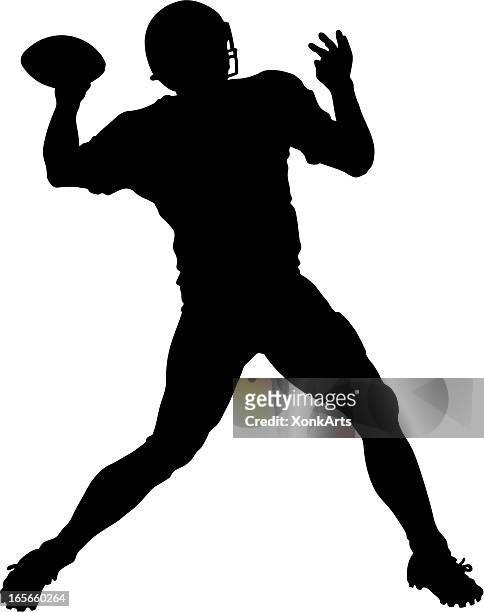 illustrazioni stock, clip art, cartoni animati e icone di tendenza di silhouette qb passi - quarterback