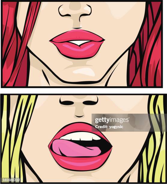 girl's lips - red lips model stock illustrations