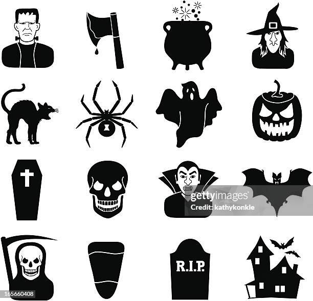 halloween icons - coffin illustration stock illustrations