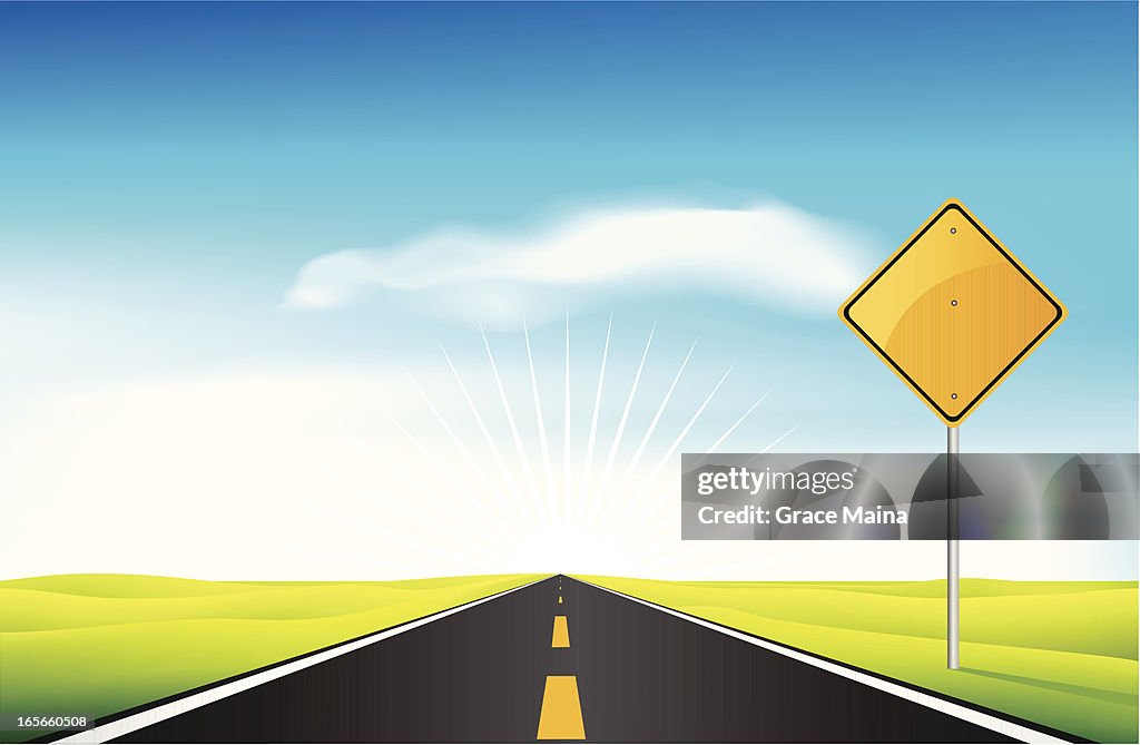 Vector Illustration Of A Road Sign On A Highway High-Res Vector Graphic ...