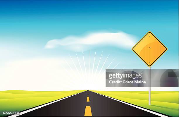 vector illustration of a road sign on a highway - bright future stock illustrations
