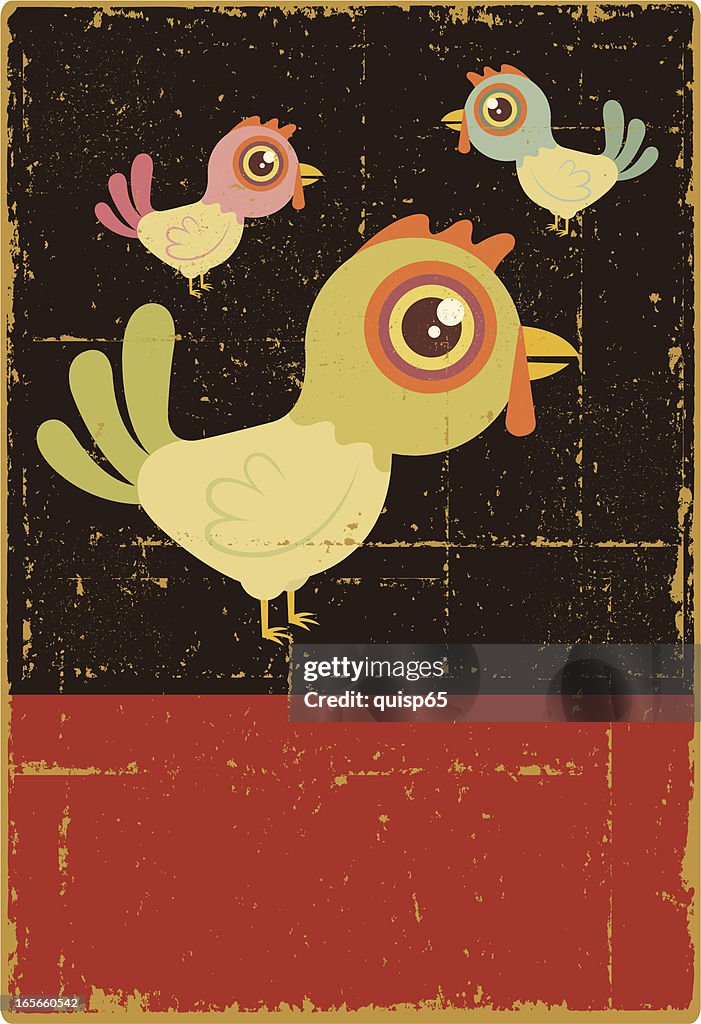 Vintage Three French Hens