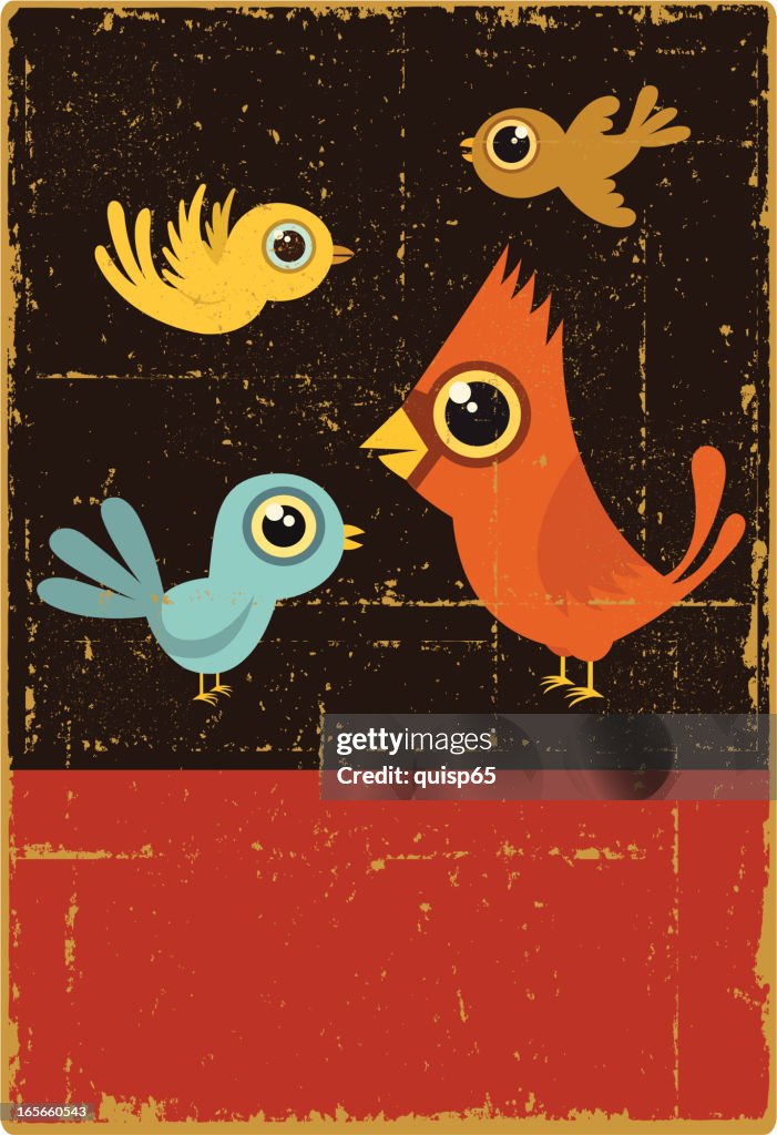 Vintage Four Calling Birds