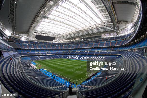 General view inside the stadium prior to the LaLiga EA Sports match between Real Madrid CF and Getafe CF at Estadio Santiago Bernabeu on September...