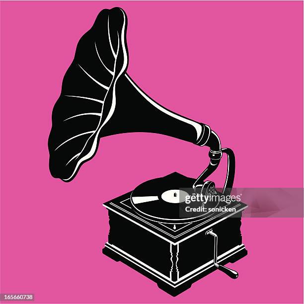 grammofon silhouette - gramophone stock-grafiken, -clipart, -cartoons und -symbole