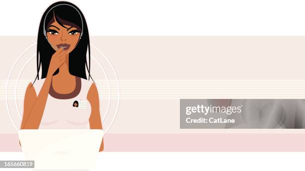 customer service rep dark-skinned - switchboard operator stock illustrations