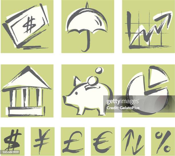 finance icon set - pound notes stock illustrations
