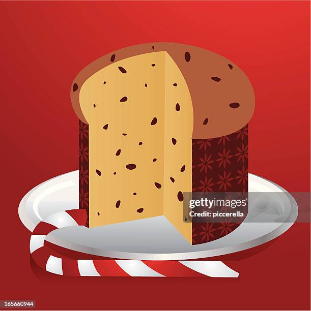 panettone and candy cane - panettone stock illustrations