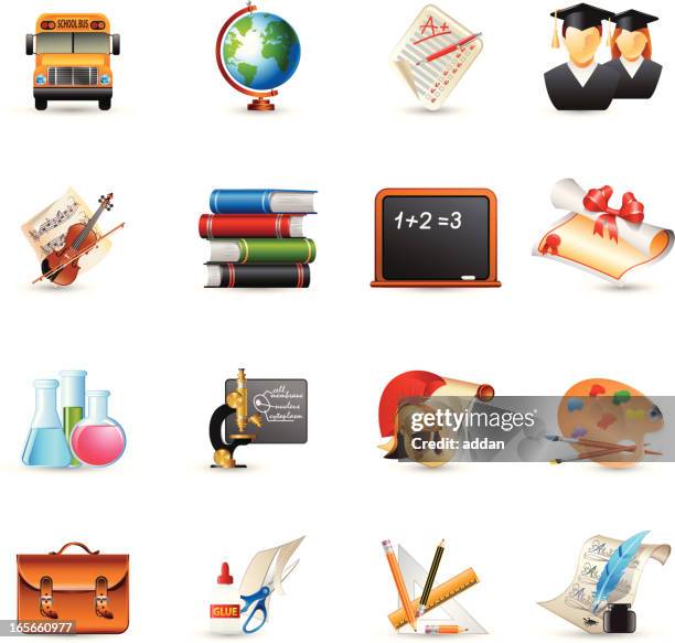 icons - education - graduation scroll vector stock illustrations