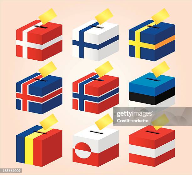 nationalflagge voting box - österreichische flagge stock-grafiken, -clipart, -cartoons und -symbole