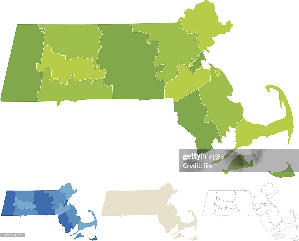 Massachusetts County mapa