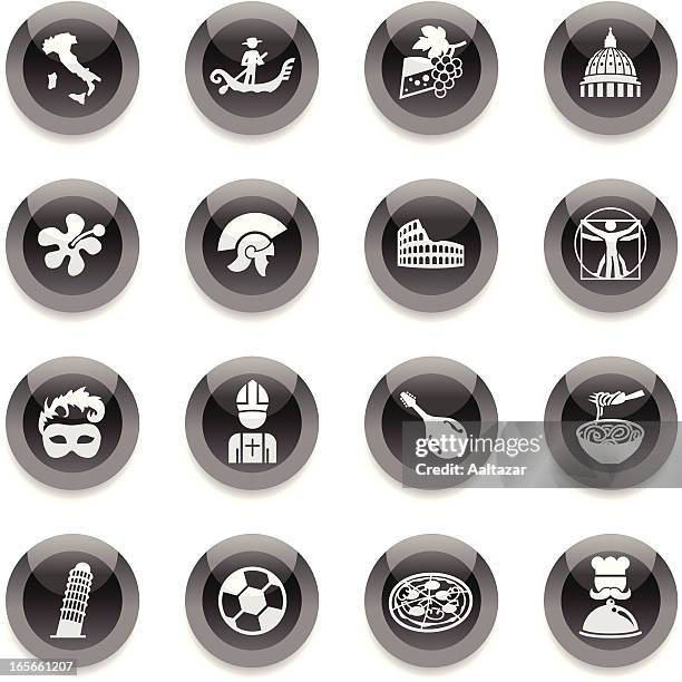 黒色円形のアイコン-イタリア - ゴルゴンゾーラ点のイラスト素材／クリップアート素材／マンガ素材／アイコン素材