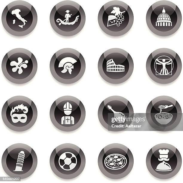 black round icons - italy - blue cheese stock illustrations