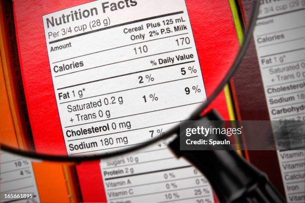choose your breakfast cereal! - nutrition label stock pictures, royalty-free photos & images