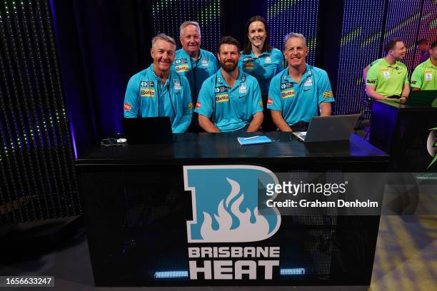 Wade Seccombe, Michael Neser, Andy Bichel and Ian Healy of the Heat pose during the 2023-24 BBL and WBBL Draft at NEP Studios on September 03, 2023...