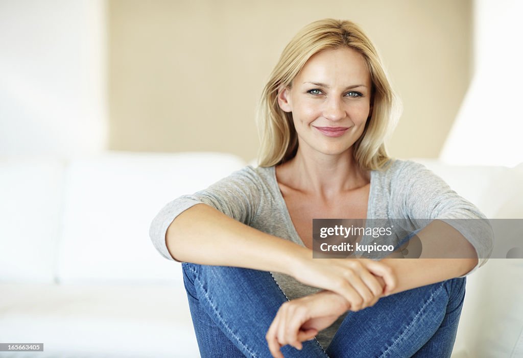 Casual woman on couch