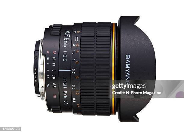 Samyang 8mm f/3,6 Asph IF MC CS AE fisheye lens for Nikon DSLR cameras photographed during a studio shoot for N-Photo Magazine/Future via Getty...