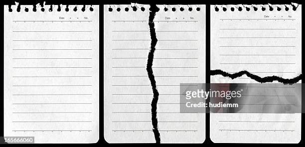 notepad page background textured isolated - ripped paper edge stock pictures, royalty-free photos & images