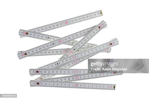 white folding ruler - duimstok stockfoto's en -beelden