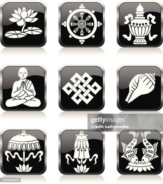 buddhist eight treasures - queen conch stock illustrations