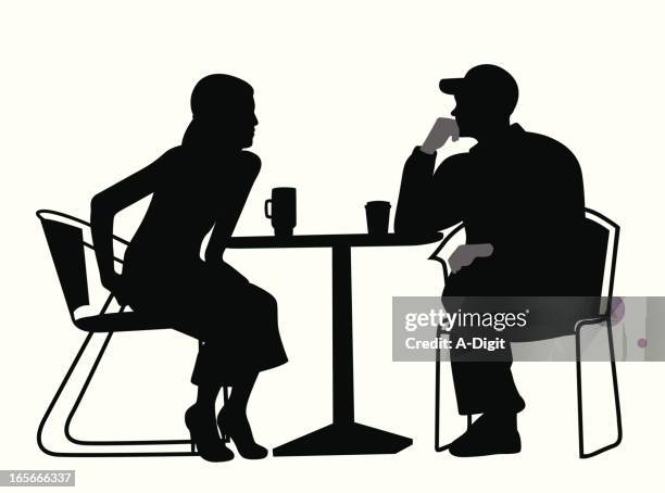 intimatetalk vector silhouette - two coffee cups stock illustrations