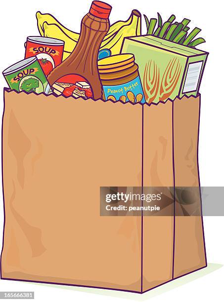 grocery bag - vegetable boxes stock illustrations