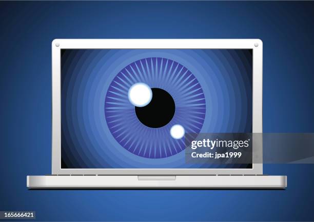 surveillance through computer screen. - big brother orwellian concept stock illustrations