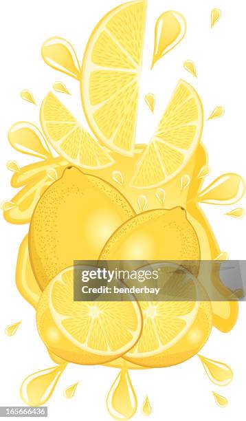 exploded lemon - fruit splash stock illustrations