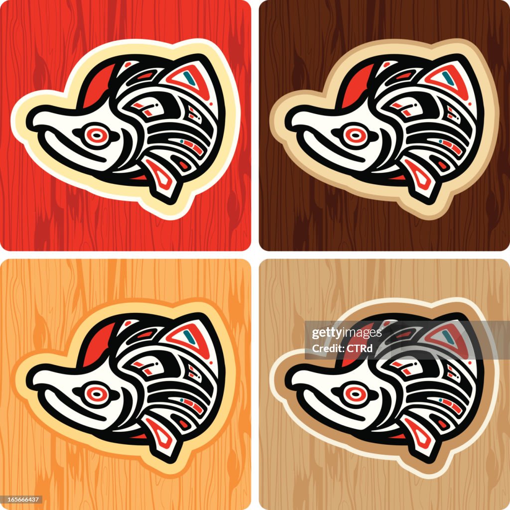 Inuit style Salmon Icon