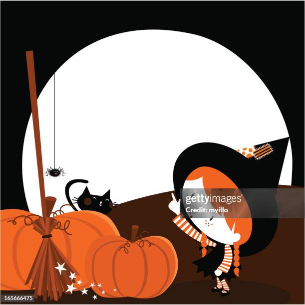 witch halloween - fond orange stock illustrations