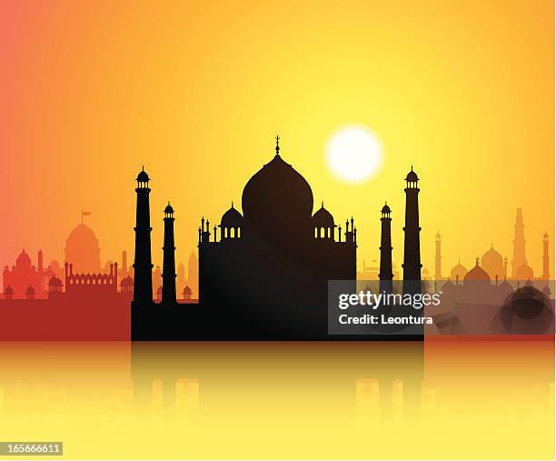 taj mahal (all buildings are complete and moveable) - qutab minar stock illustrations