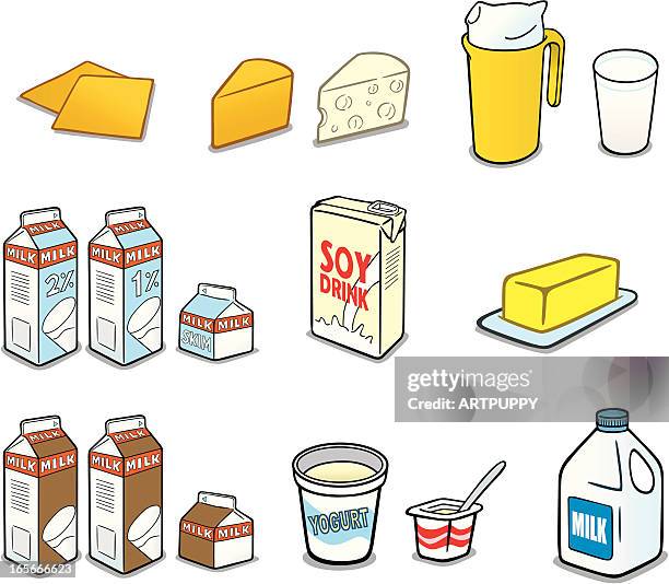 stockillustraties, clipart, cartoons en iconen met milk products - chocolademilkshake